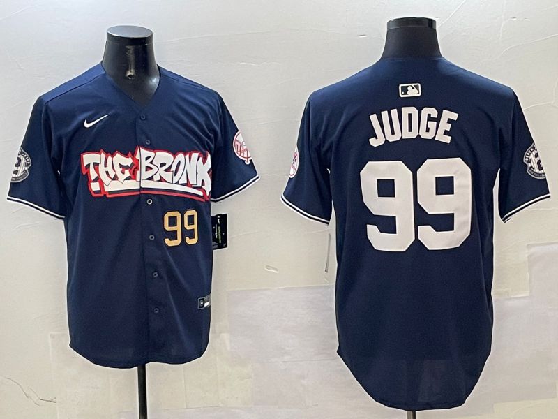 Men New York Yankees 99 Judge Drak Blue four generations Joint Name 2025 Nike MLB Jersey style 5